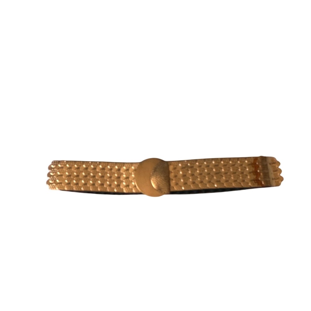 Vintage 70s 80s Gold Fish Scale Mail Stretch Belt Metallic Disco Cinch Waist